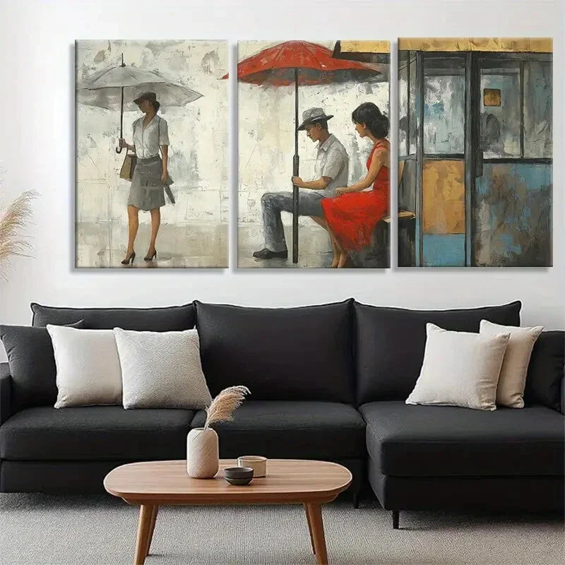 3pcs Retro Urban Romance Love Story Vibe Perfect Wall Art Set Canvas Framed 40x60cm - High Quality Print 100% Australian Made Wall Canvas Ready to Hang