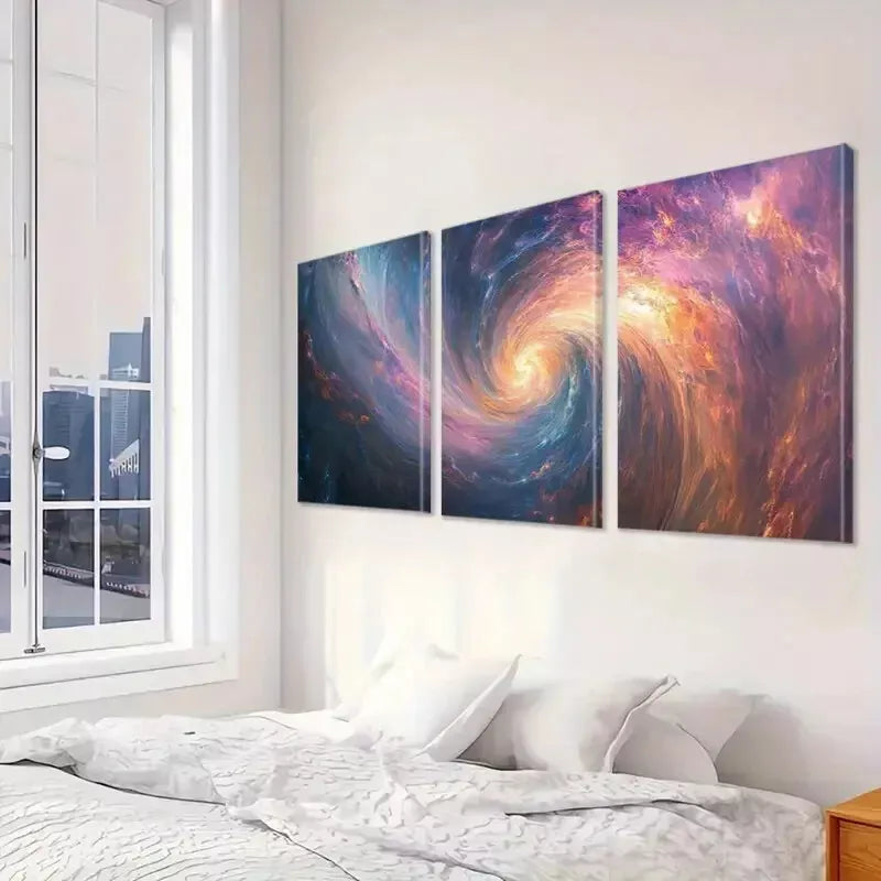 3pcs Modern Aesthetic Spiral Cosmic Energy Wall Art Set Canvas Framed 40x60cm - High Quality Print 100% Australian Made Wall Canvas Ready to Hang