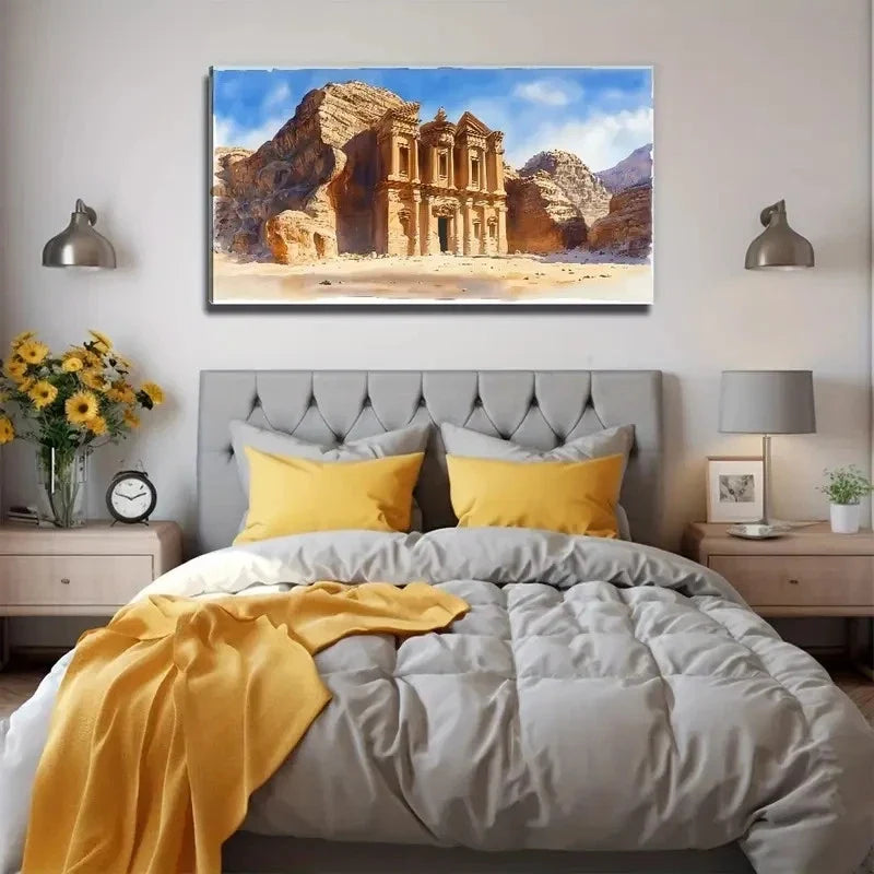 Large Ancient Ruins Wall Art Canvas Office Home Room Framed 80x45cm