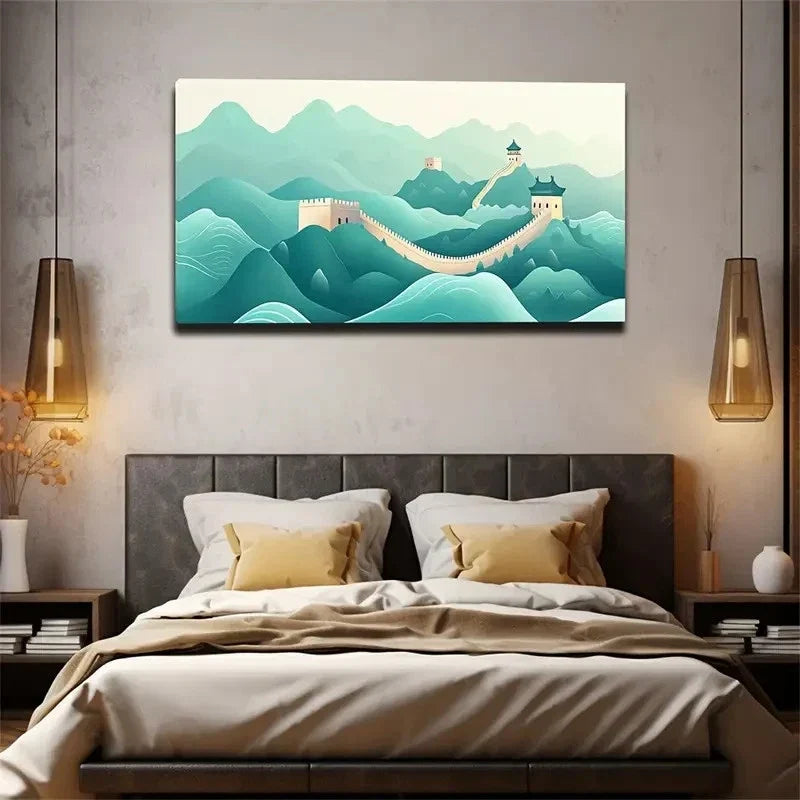 Layered Mountain Landscape Wall Art Canvas Office Home Room Framed 120x60cm