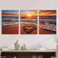 3pcs Ocean Sunset Sand Beach Landscape Metal Print Ready to Hang Art
