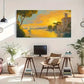 Water Reflection Yellow Hues Wall Art Canvas Office Home Room Framed 120x60cm