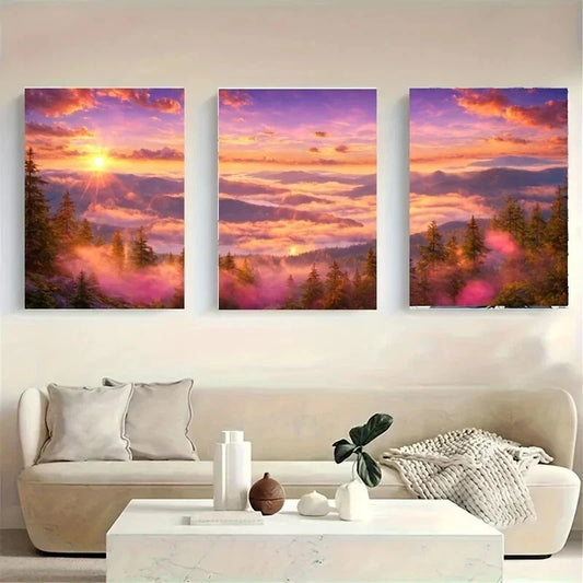 3pcs A Breathtaking Sunset White Wolf Shrouded Metal Print Ready to Hang Art