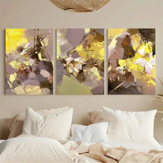 3pcs Wildflower Watercolor Rose Abstract Metal Print Ready to Hang Art