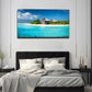 Vibrant Beach Scene Palm Tree Wall Art Canvas Office Home Room Framed 80x45cm