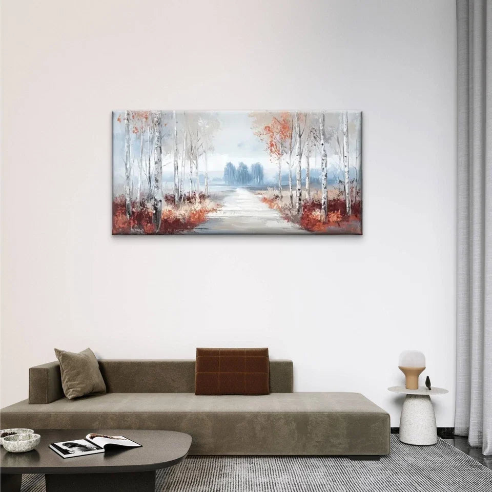 A Path Through The Forest Wall Art Canvas Office Home Room Framed 120x60cm