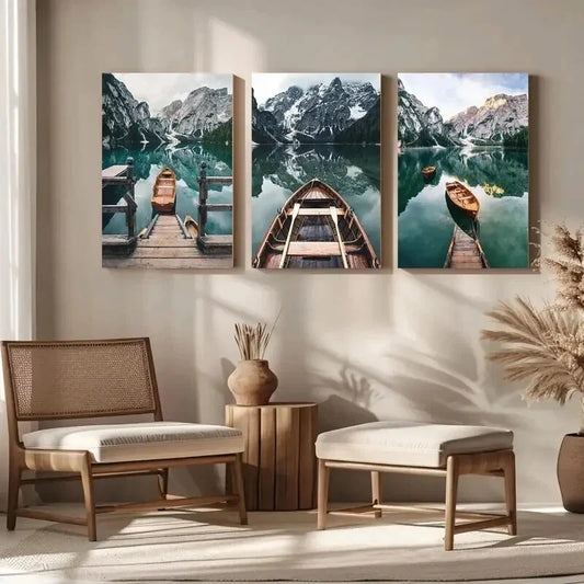 3pcs Flat Set Of Three Nature Landscapes Metal Print Ready to Hang Art