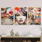 3pcs Abstract Fashion Portraits with Floral Metal Print Ready to Hang Art