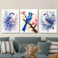 3pcs Bluebird Paintings Watercolor Bird Wall Art Set Canvas Framed 40x60cm - High Quality Print 100% Australian Made Wall Canvas Ready to Hang