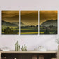 3pcs Mountainous View with Golden Sunset Metal Print Ready to Hang Art