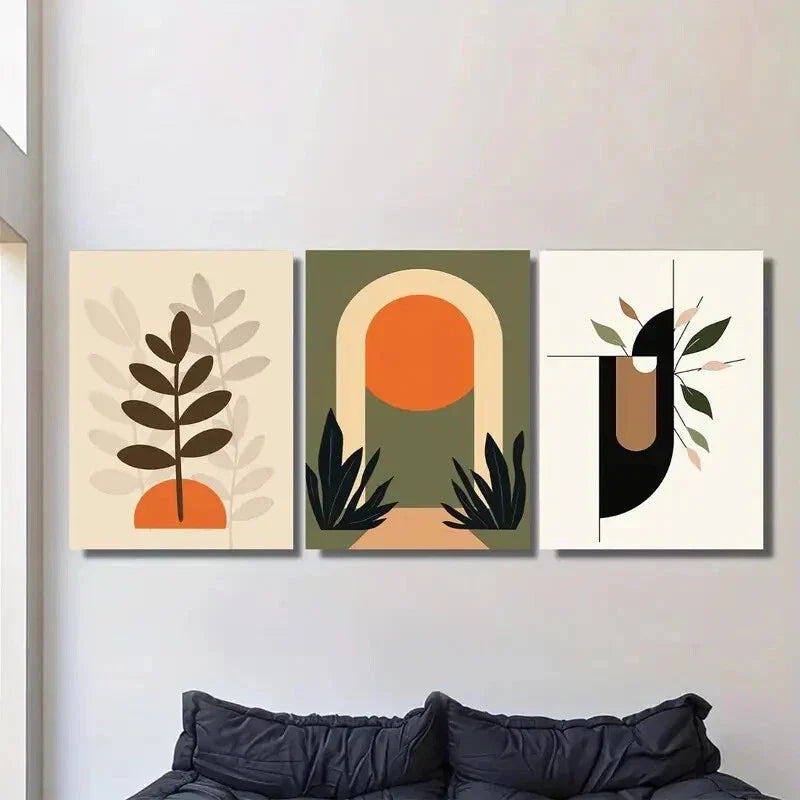 3pcs Modern Abstract Boho Style Metal Print Ready to Hang Art