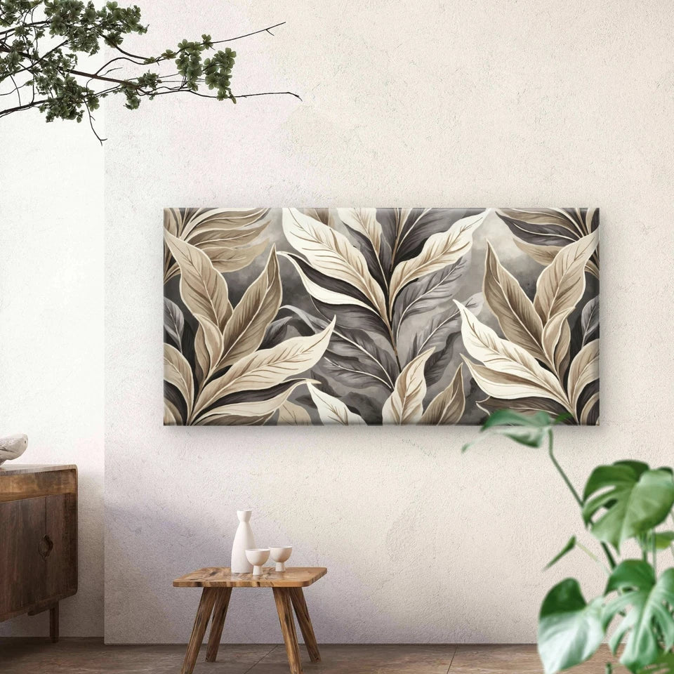 Leaf Modern Abstract Wall Art Canvas Office Home Room Framed 80x45cm