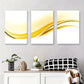 3pcs Modern Abstract Wave Yellow and White Metal Print Ready to Hang Art