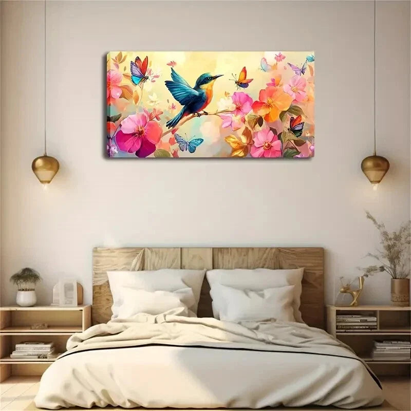 Realistic Bird on Branches Wall Art Canvas Office Home Room Framed 120x60cm