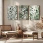 3pcs Sage Green Botanical Abstract Green Leaves Metal Print Ready to Hang Art