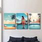 3pcs Summer Beach Background Illustration Wall Art Set Canvas Framed 40x60cm - High Quality Print 100% Australian Made Wall Canvas Ready to Hang