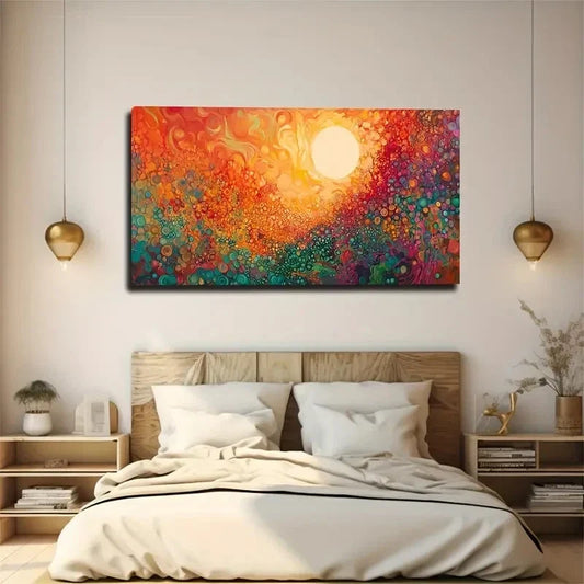 Sun Abstract Forest Modern Wall Art Canvas Office Home Room Framed 120x60cm