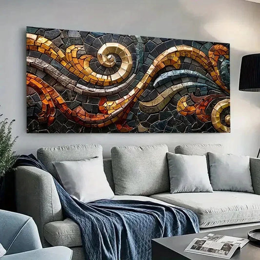 Abstract Swirling Design Blue Wall Art Canvas Office Home Room Framed 120x60cm