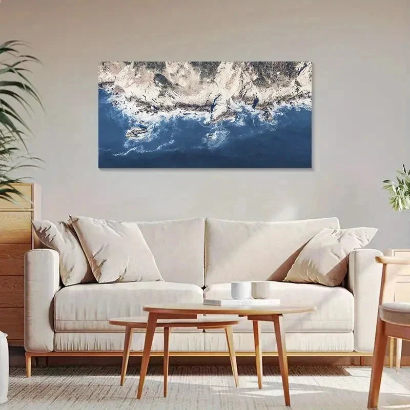 Modern Satellite Map Aesthetic Wall Art Canvas Office Home Room Framed 120x60cm