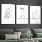 3pcs Black & White Cat Sketch Line Wall Art Set Canvas Framed 40x60cm - High Quality Print 100% Australian Made Wall Canvas Ready to Hang
