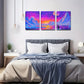 3pcs  Moon in the Style of a Mountain Landscape Wall Art Set Canvas Framed 40x60cm - High Quality Print 100% Australian Made Wall Canvas Ready to Hang