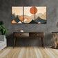 3pcs Abstract Pattern Sun Mountain Forest Plane Metal Print Ready to Hang Art