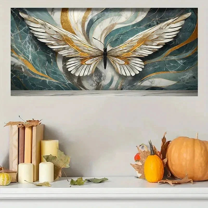 Butterfly Abstract Retro Wall Art Canvas Office Home Room Framed 120x60cm