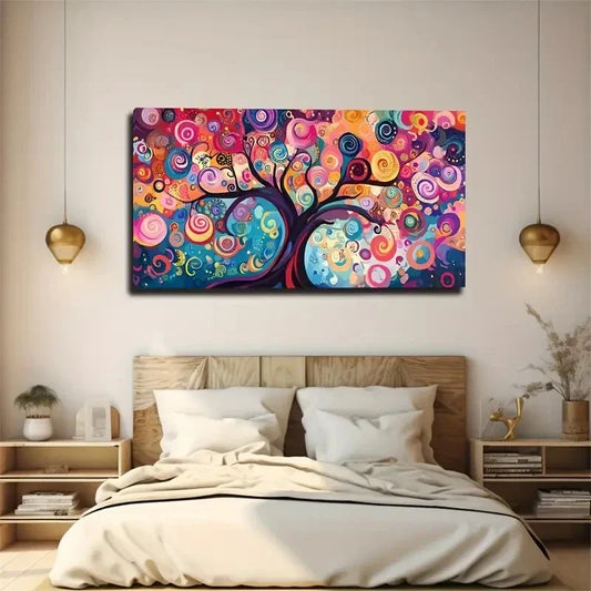 Vibrant Abstract Nature Spiral Wall Art Canvas Office Home Room Framed 120x60cm