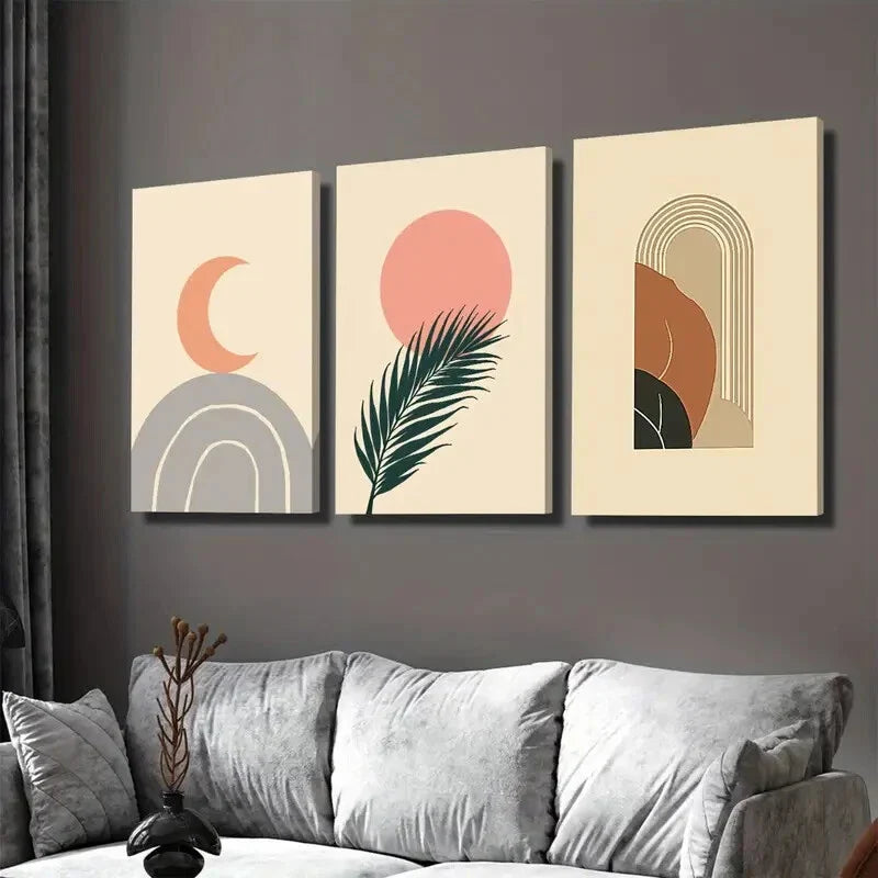 3pcs Framed Abstract Modern Boho Green Wall Art Set Canvas Framed 40x60cm - High Quality Print 100% Australian Made Wall Canvas Ready to Hang