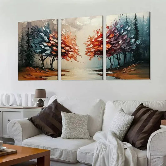 3pcs Modern Elegant Abstract Forest Triptych Wall Art Set Canvas Framed 40x60cm - High Quality Print 100% Australian Made Wall Canvas Ready to Hang