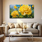 Yellow Rose Blooming Wall Art Canvas Office Home Room Framed 80x45cm