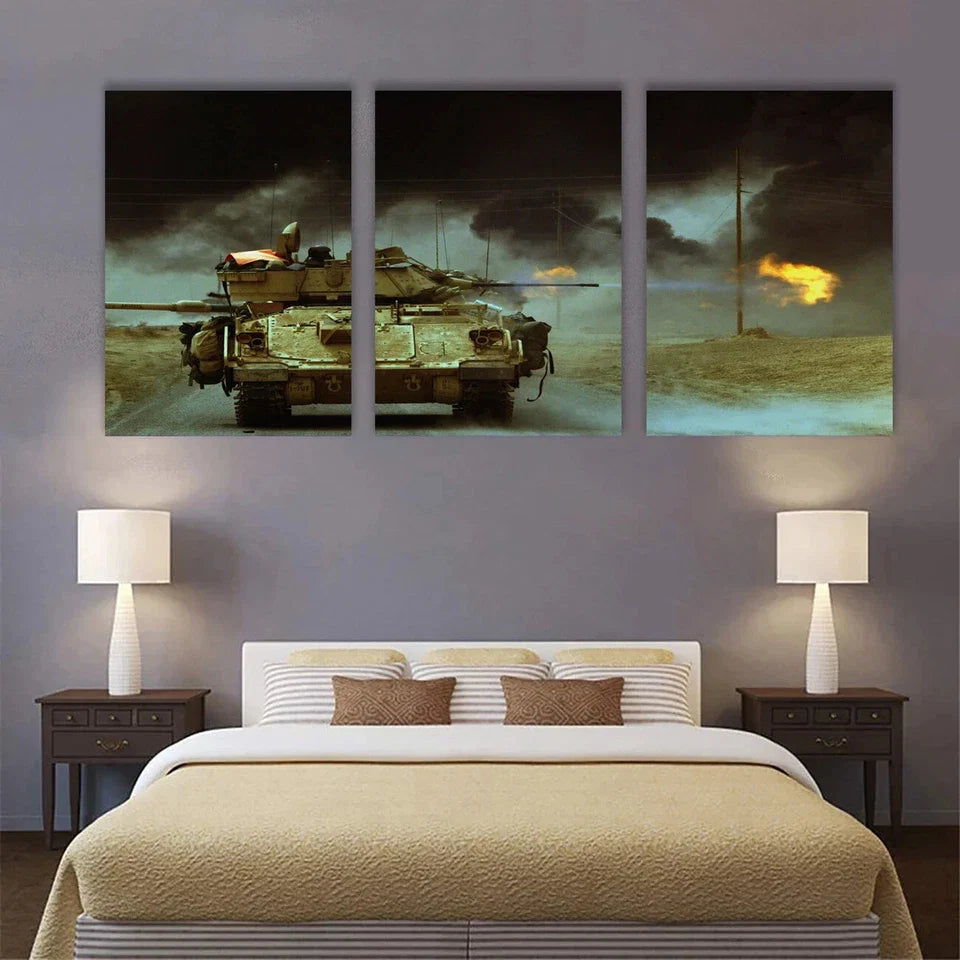 3pcs Bradley Infantry Tank Military Metal Print Ready to Hang Art