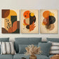 3pcs Retro Abstract Geometric & Floral Designs Wall Art Set Canvas Framed 40x60cm - High Quality Print 100% Australian Made Wall Canvas Ready to Hang