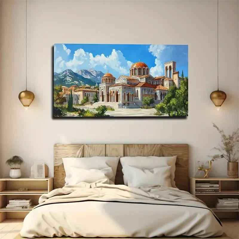 Classical Castle Landscape Wall Art Canvas Office Home Room Framed 120x60cm