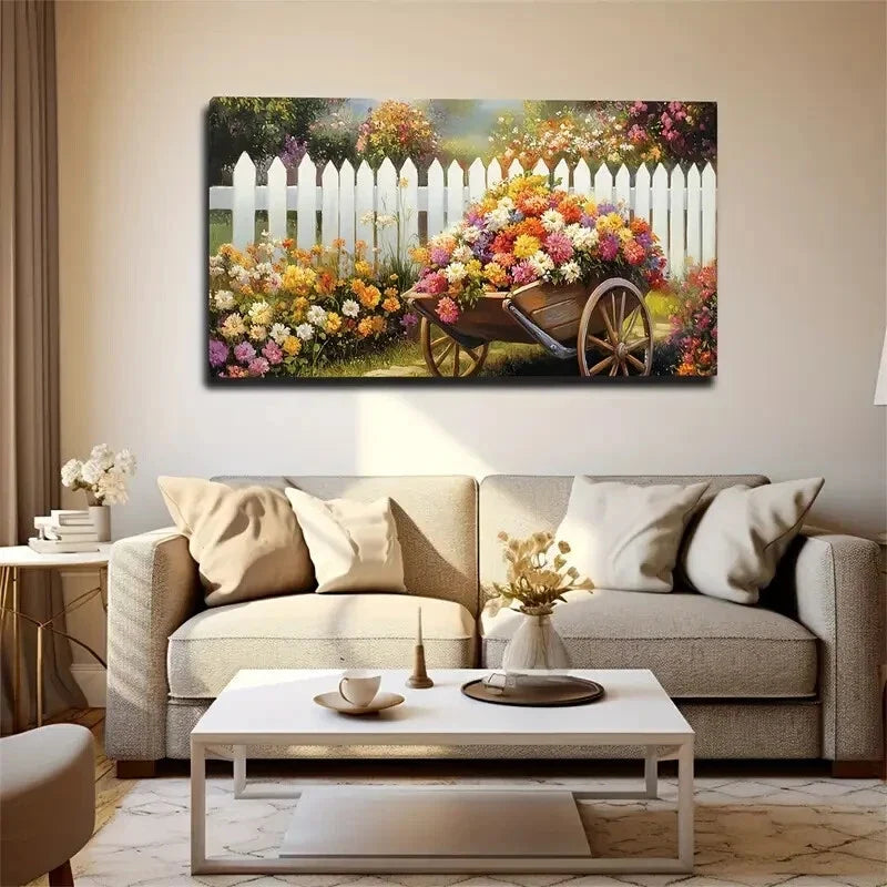 Colorful Flowers Painting Wall Art Canvas Office Home Room Framed 120x60cm