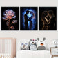 3pcs Romantic Couple Embrace Rose Metal Print Ready to Hang Art