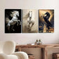 3pcs Horse Paintings Running Horse Black & Gold Wall Art Set Canvas Framed 40x60cm - High Quality Print 100% Australian Made Wall Canvas Ready to Hang