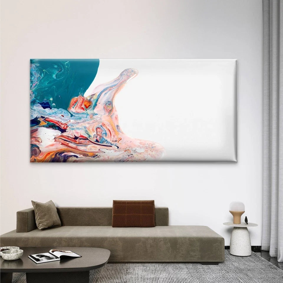 Colorful Liquid Marble Wall Art Canvas Office Home Room Framed 80x45cm