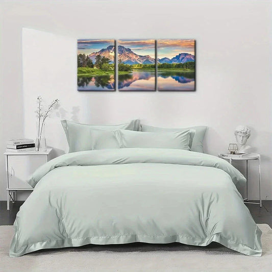 3pcs Sunset Sunrise Mountain River Forest Metal Print Ready to Hang Art