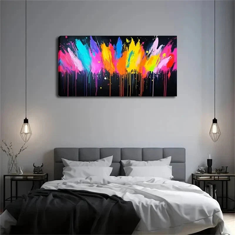 Colors in A Splashing Abstract Wall Art Canvas Office Home Room Framed 120x60cm