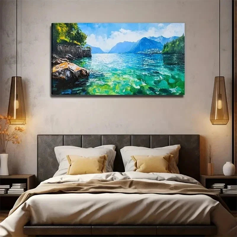 Stone Lake Beautiful Scenery Wall Art Canvas Office Home Room Framed 120x60cm