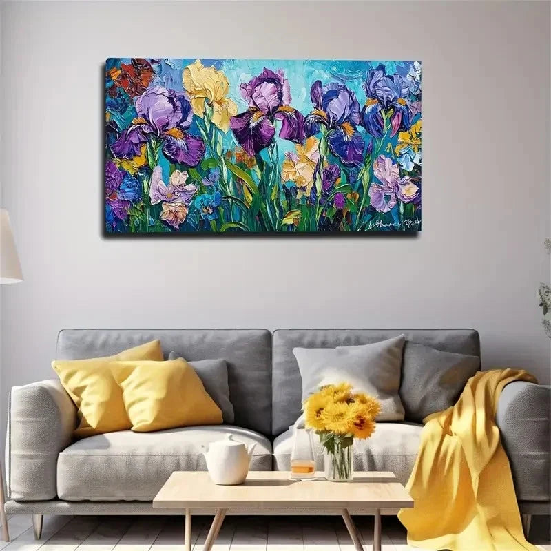 Purple Warble Tail Flower Wall Art Canvas Office Home Room Framed 120x60cm