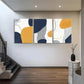 3pcs Geometric Shapes in Navy Mustard Perfect Wall Art Set Canvas Framed 40x60cm - High Quality Print 100% Australian Made Wall Canvas Ready to Hang