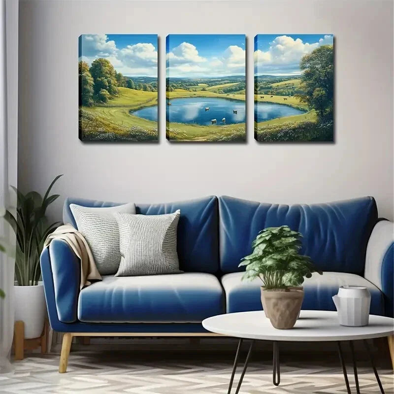 3pcs Sunny Weather Elegant Style Wall Art Set Canvas Framed 40x60cm - High Quality Print 100% Australian Made Wall Canvas Ready to Hang