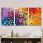 3pcs Vibrant Abstract Colorful Fluid Metal Print Ready to Hang Art