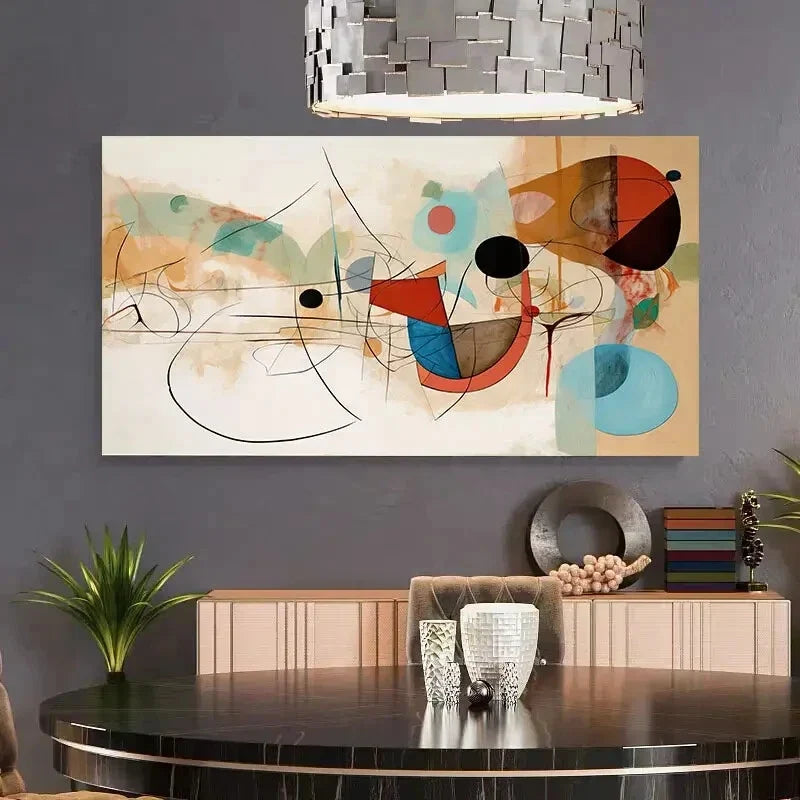 Swirls Lines & Shapes in Earth Wall Art Canvas Office Home Room Framed 80x45cm