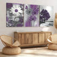 3pcs Purple and Gray Dandelions Daisie Butterfly Wall Art Set Canvas Framed 40x60cm - High Quality Print 100% Australian Made Wall Canvas Ready to Hang