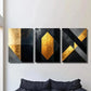 3pcs Golden and Black Geometric Marble Texture Wall Art Set Canvas Framed 40x60cm - High Quality Print 100% Australian Made Wall Canvas Ready to Hang