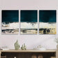 3pcs Abstract Landscape Teal and Beige Metal Print Ready to Hang Art