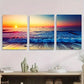 3pcs Vibrant Coastal Ocean Waves Painting Metal Print Ready to Hang Art